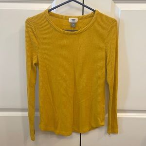 Old Navy Mustard Medium Long Sleeve Ribbed Top